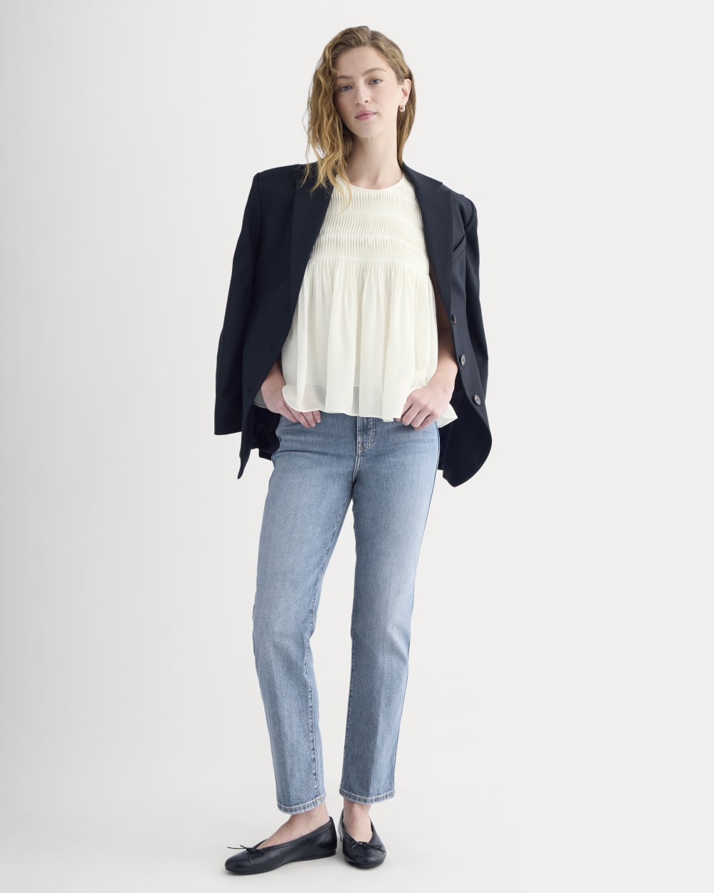 Twisted Pleat Tank in Silk Georgette | Bone