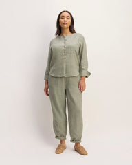 The Popover Shirt in Linen | Sage Green