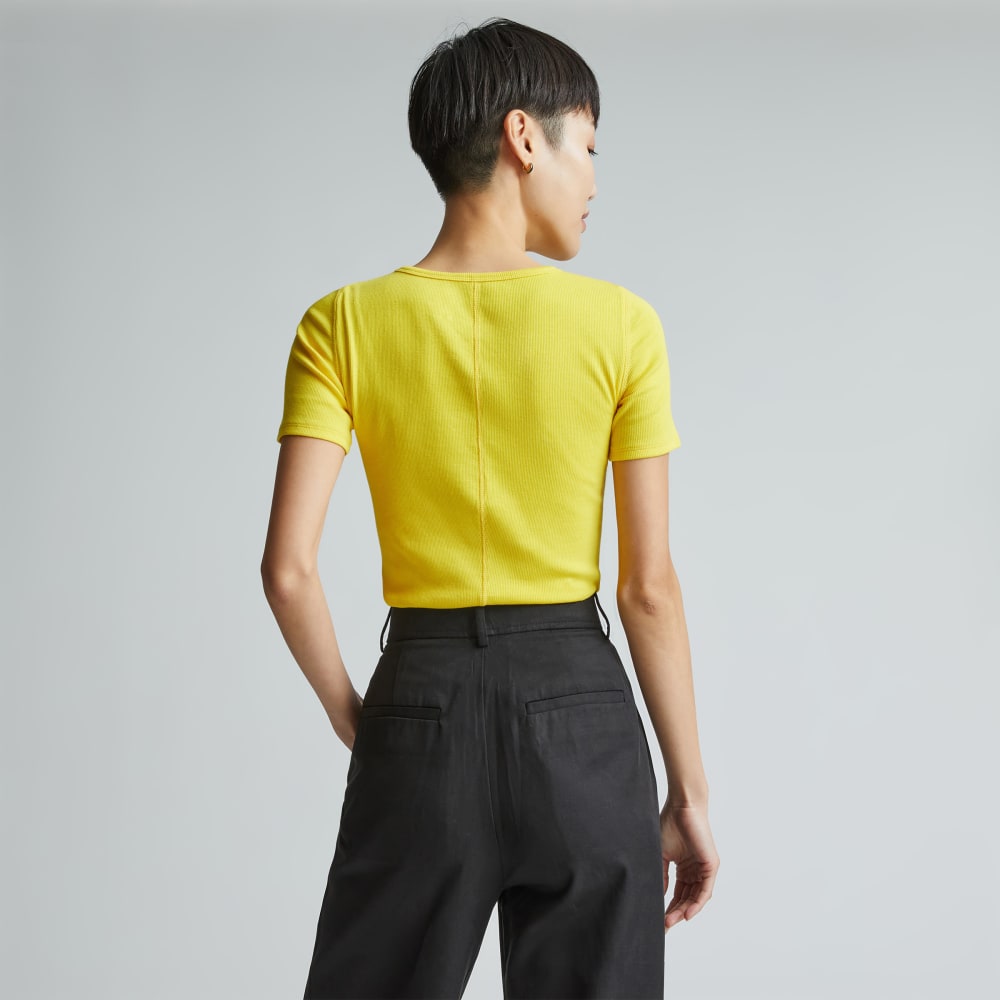 The Pima Micro-Rib Crew Tee | High Visibility Yellow