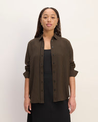 The City Stripe Relaxed Shirt | Cocoa / Black
