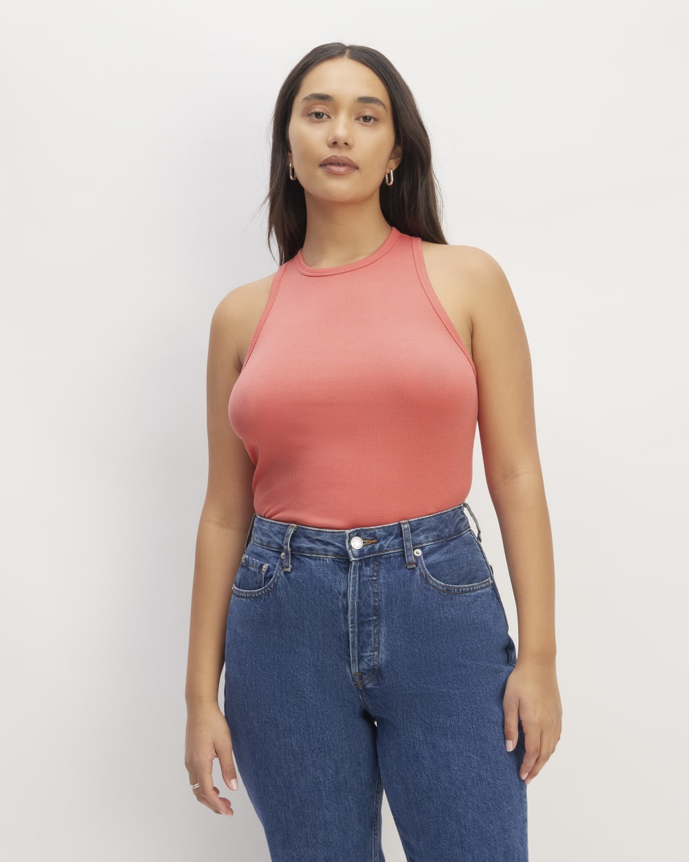 The Luxe Rib Racerback Tank | Coral