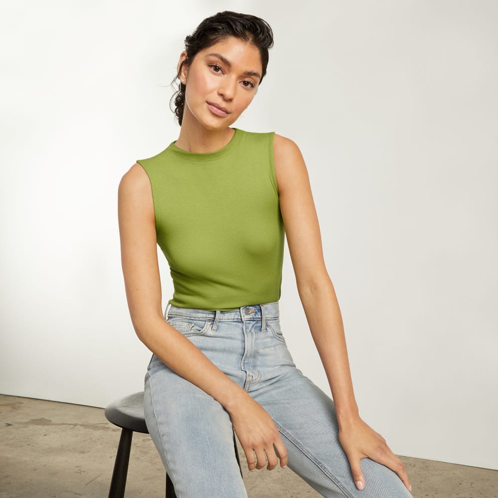 The Pima Micro-Rib Funnel-Neck Tank | Pepper