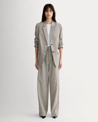 The Draper Pleated Pant in Buttersmooth | Deep Taupe Mini Gingham  | 30" Inseam