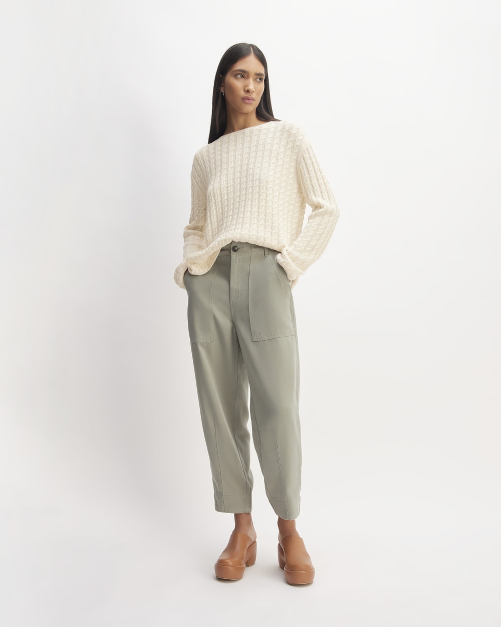 The Cotton Merino Cable Crew | Canvas