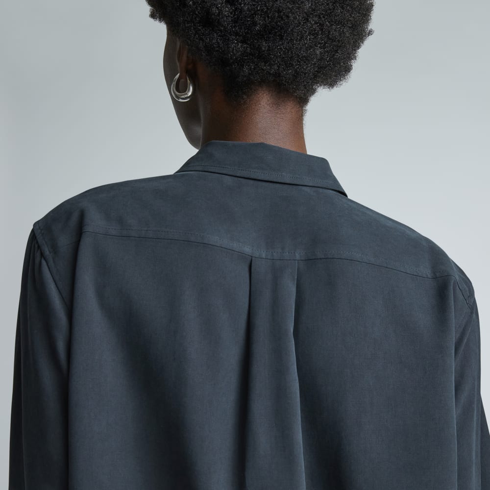 The Washable Silk Relaxed Shirt  | Washed Black