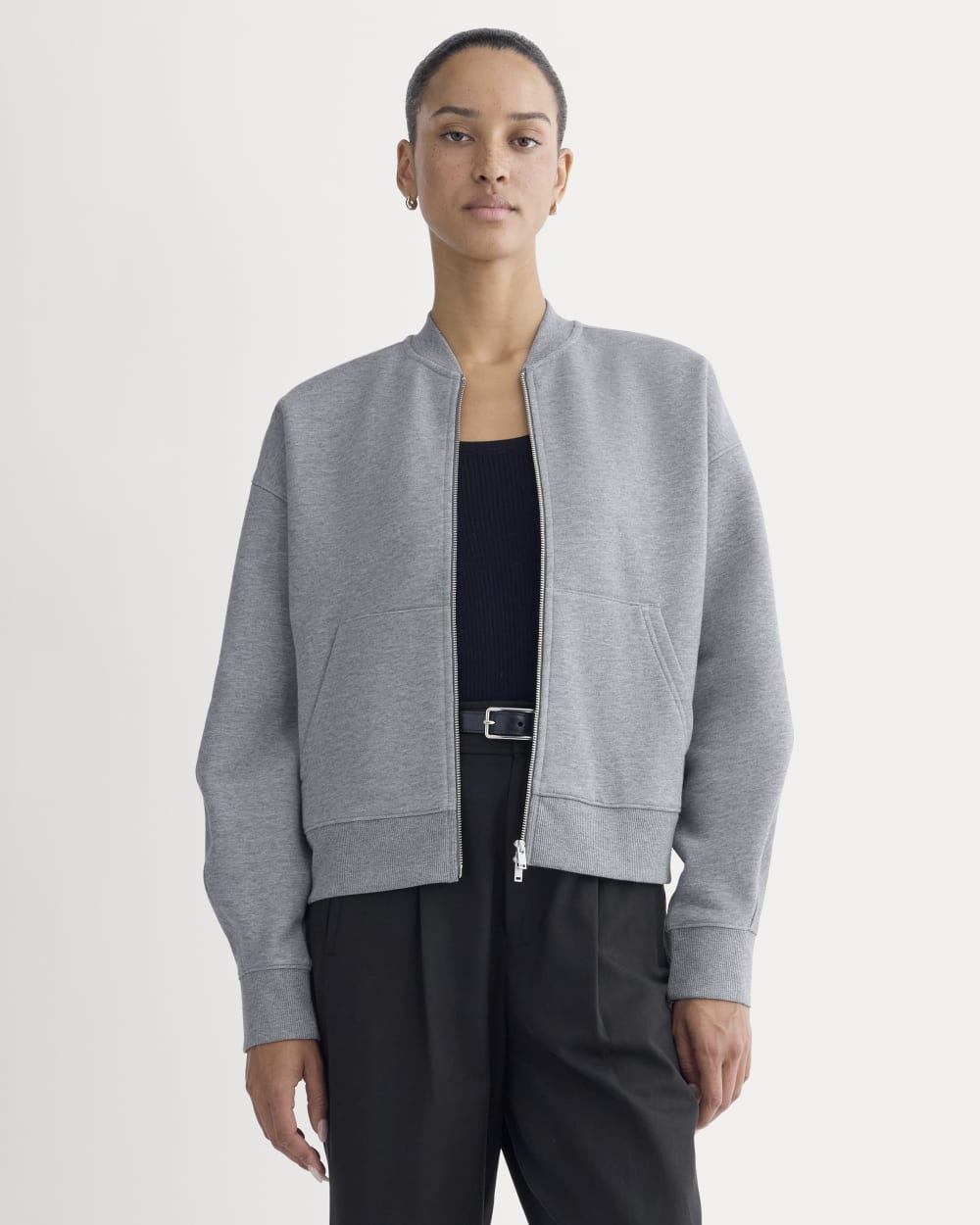 Luxe Fleece Bomber Jacket | Vintage Heather Grey