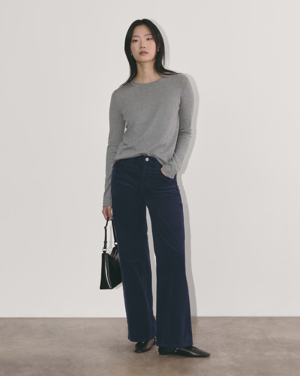 The Crew in Cotton Cashmere | Heather Charcoal