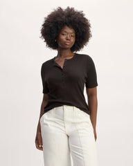 The Vintage Rib Henley | Black