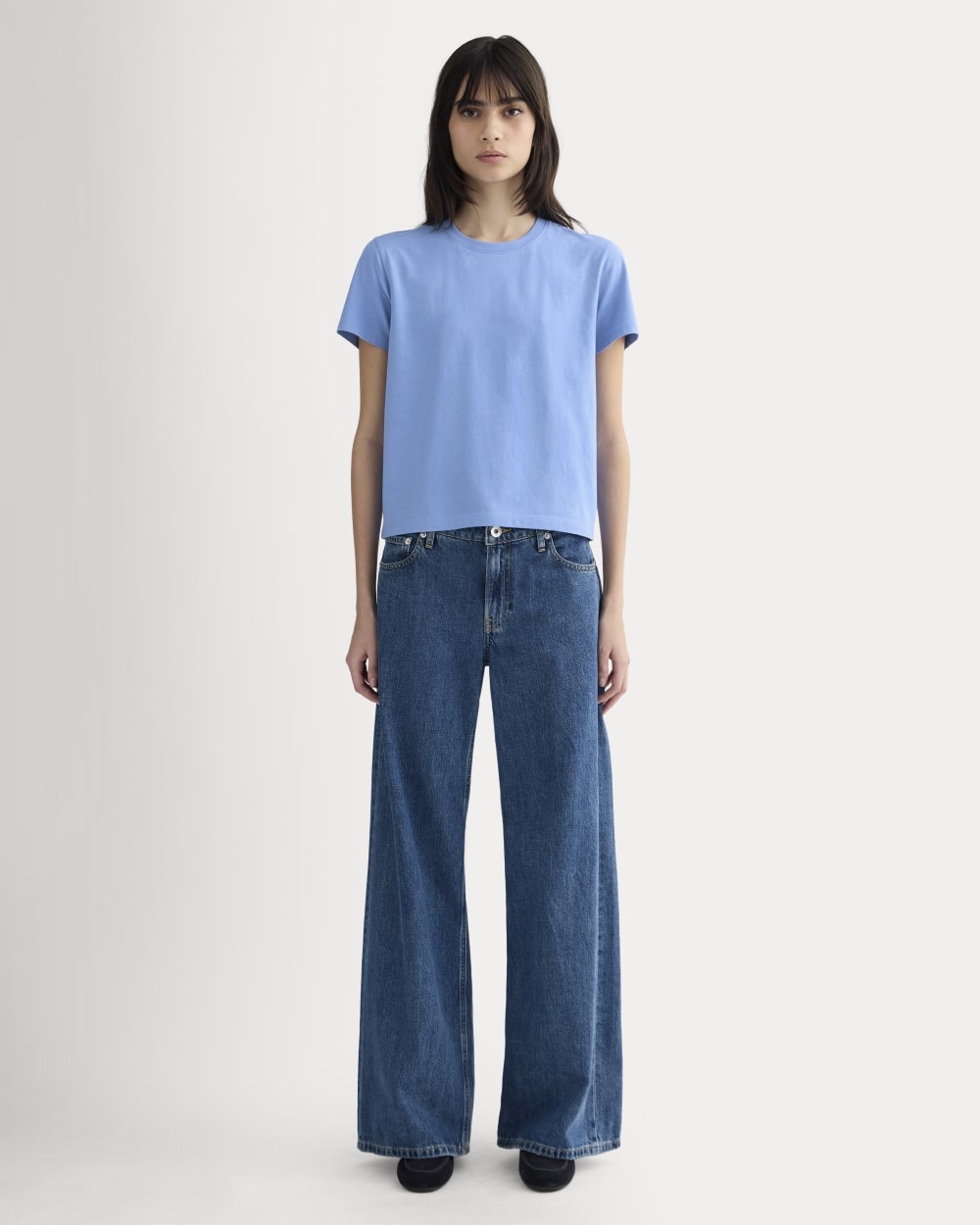 The Box-Cut Tee in Essential Cotton | Blue Opal | No Pocket