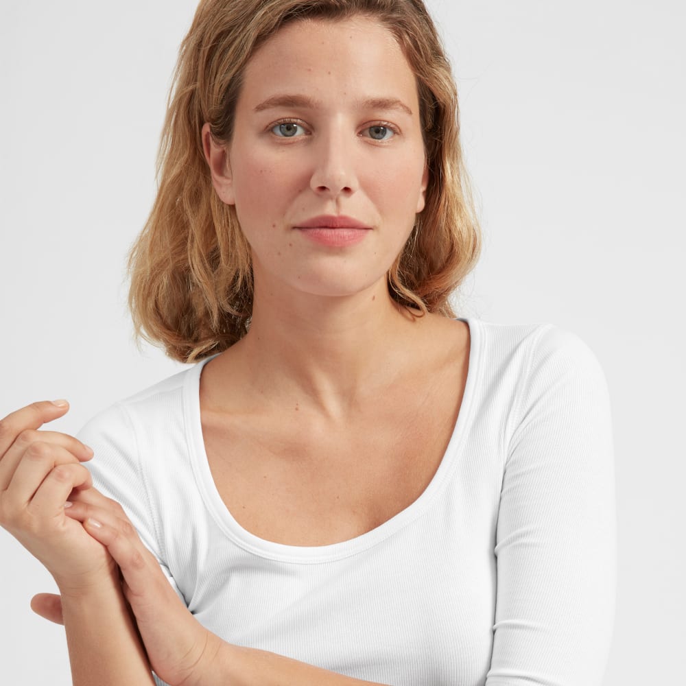The Luxe Micro-Rib Scoop-Neck Tee | White