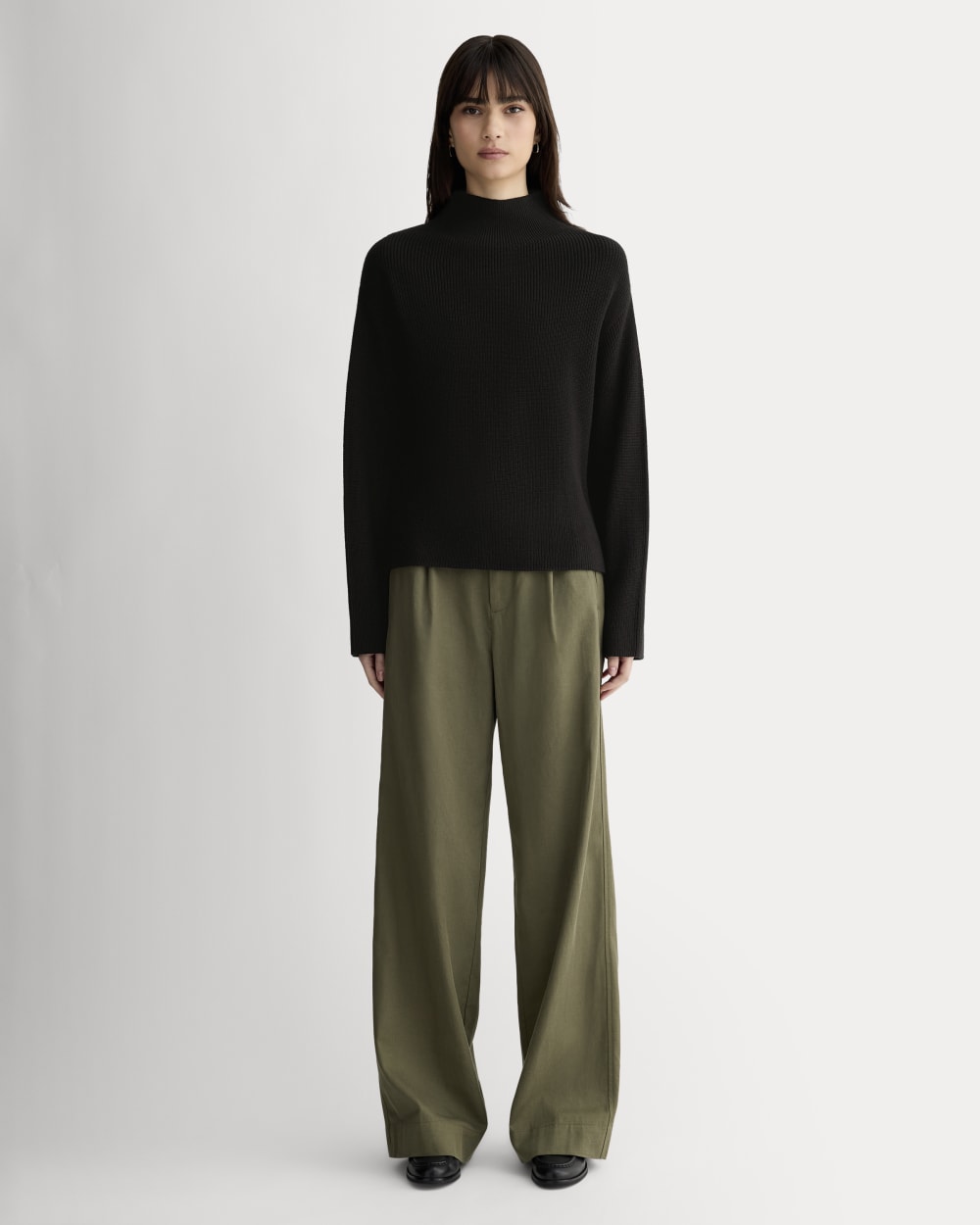 The Slouchy Funnel Neck in Everyday Cotton | Black