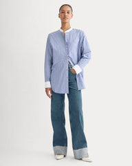 The Oversized Shirt in Ultrasoft Cotton | Dutch Blue / Bone