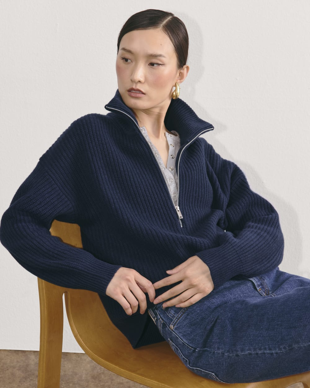 The Half-Zip Sweater in Luxe Merino | Navy