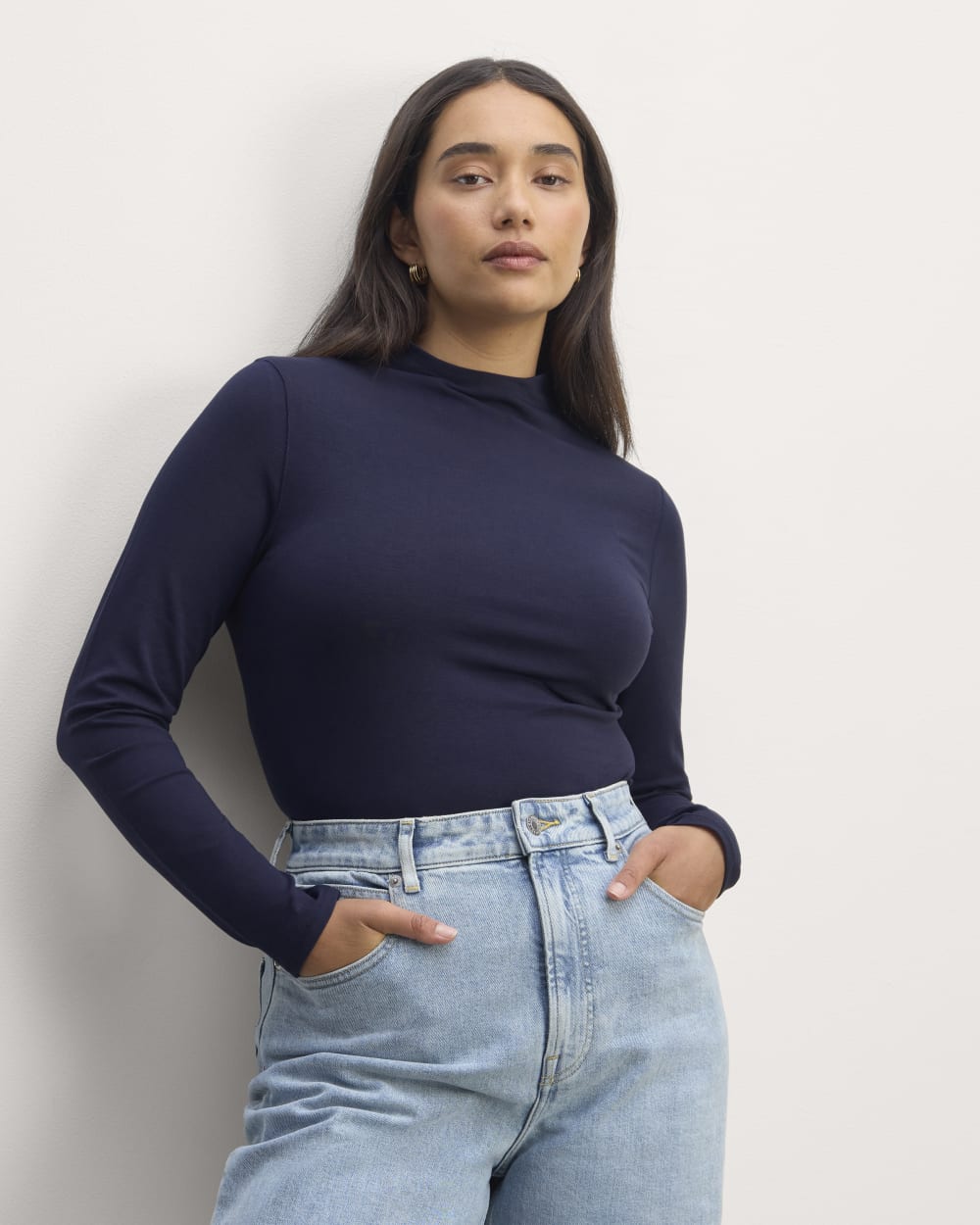 The Form Funnel-Neck Tee | Navy