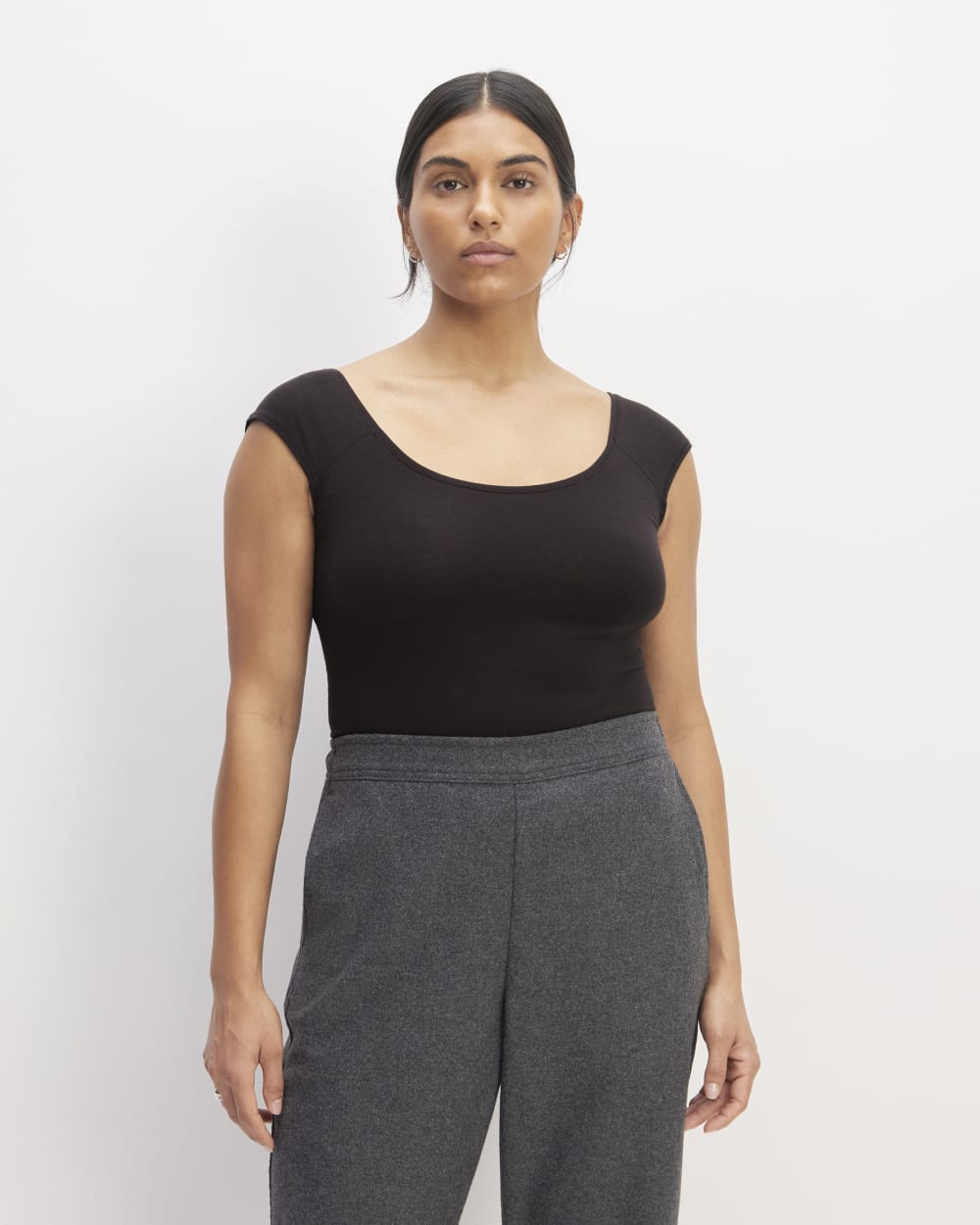 The Supima® Form Cap-Sleeve Tee | Black