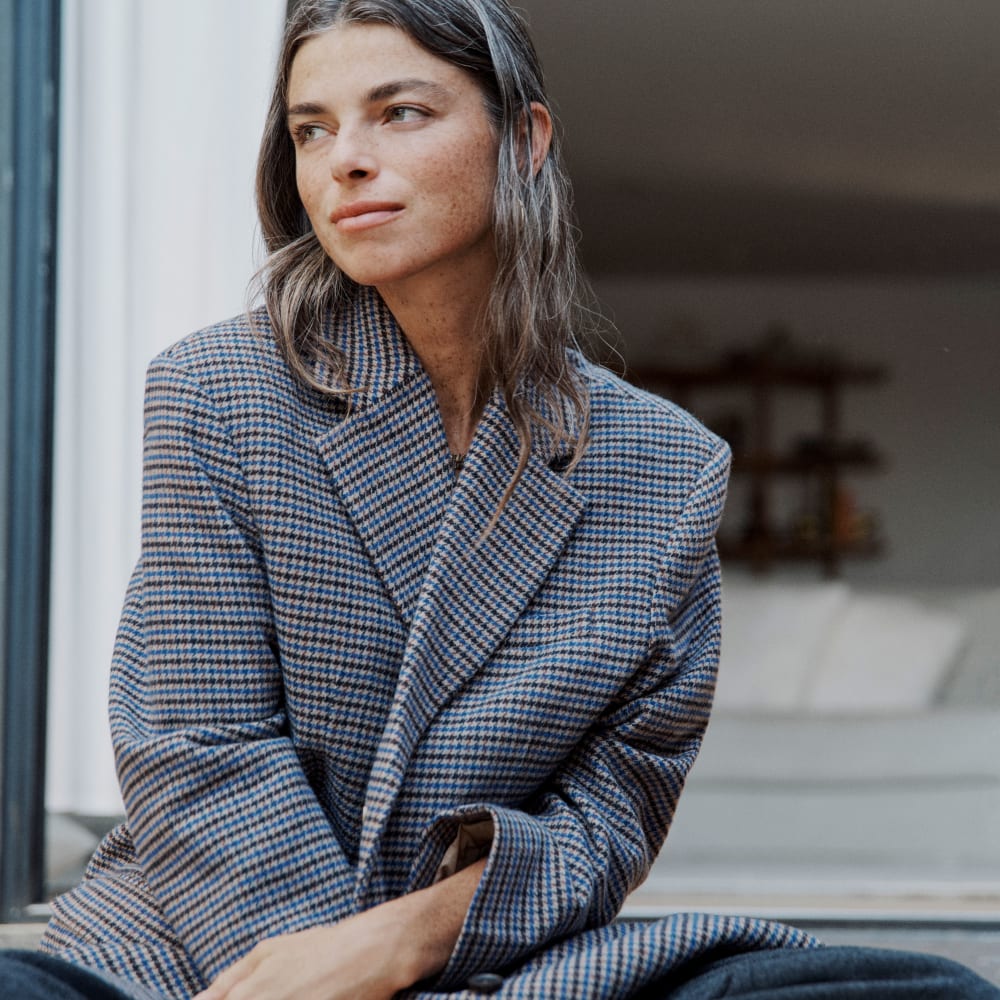 The ReWool® '80s Blazer | Blue / Brown Houndstooth