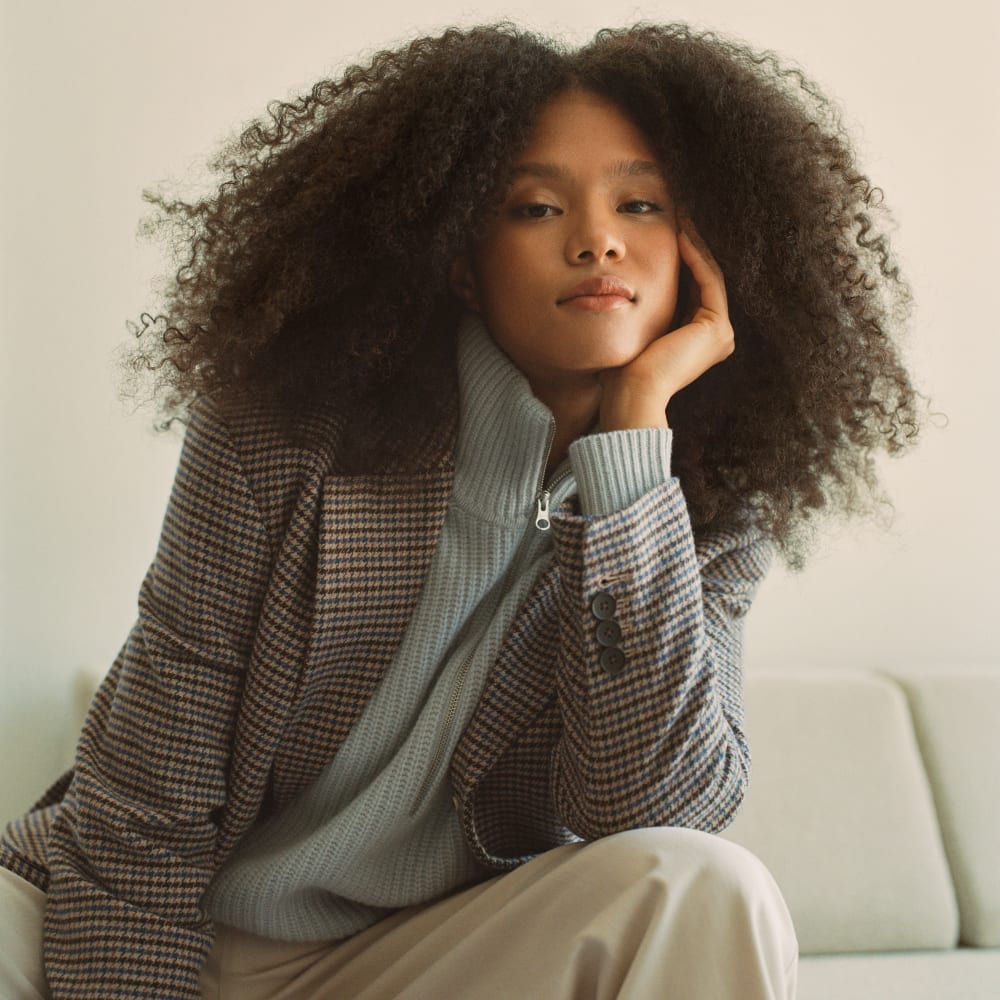 The ReWool® '80s Blazer | Blue / Brown Houndstooth