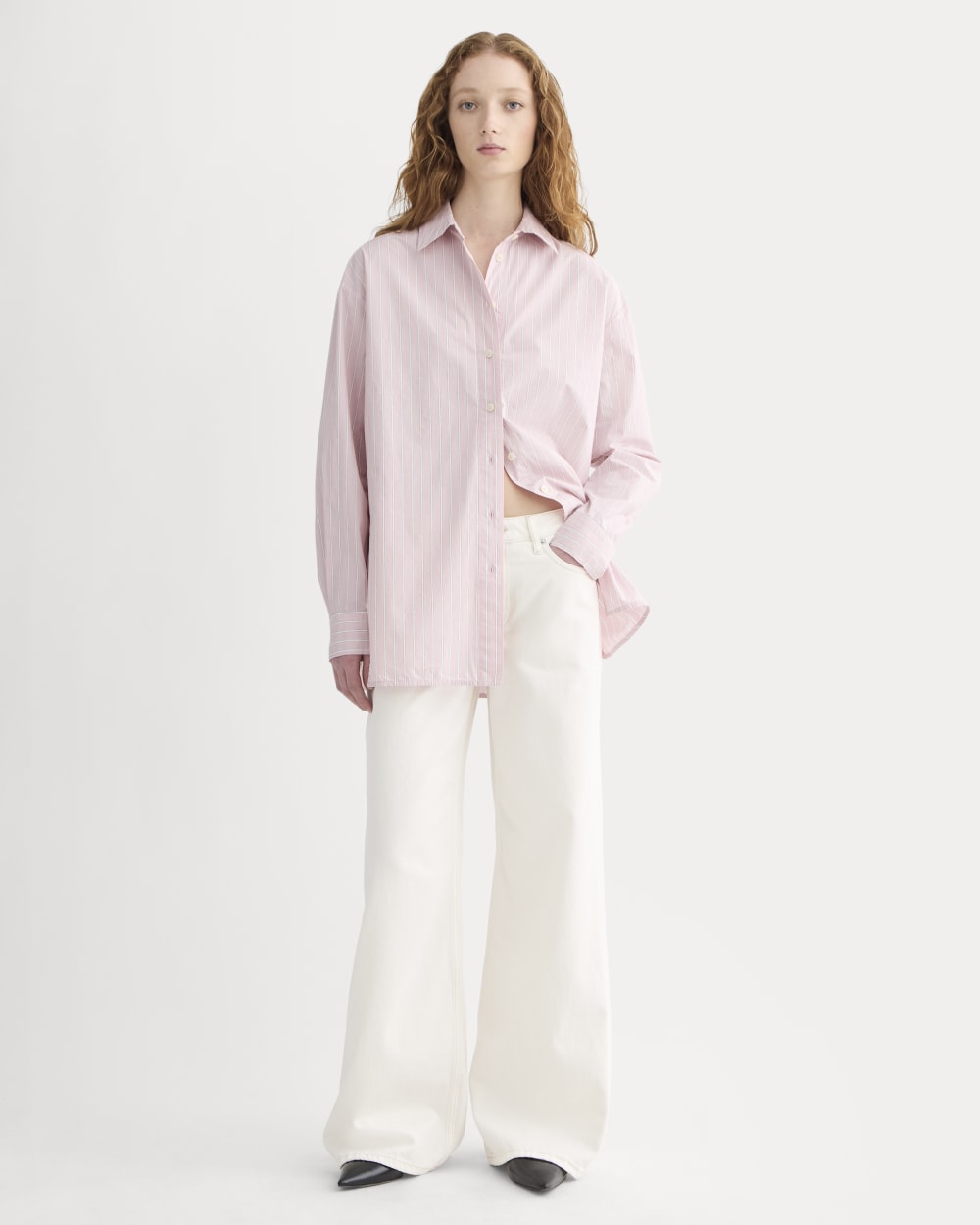 The Boyfriend Shirt in Ultrasoft Cotton | Pink / White