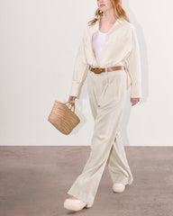 The Draper Pleated Pant in Buttersmooth | Sandstone | 32" Inseam