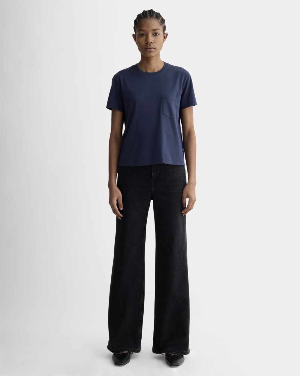 The Box-Cut Tee in Essential Cotton | Navy | Pocket
