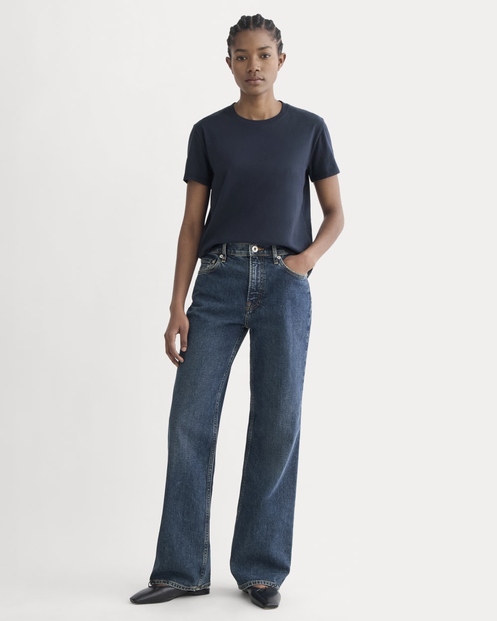 The Box-Cut Tee in Essential Cotton | Navy | No Pocket
