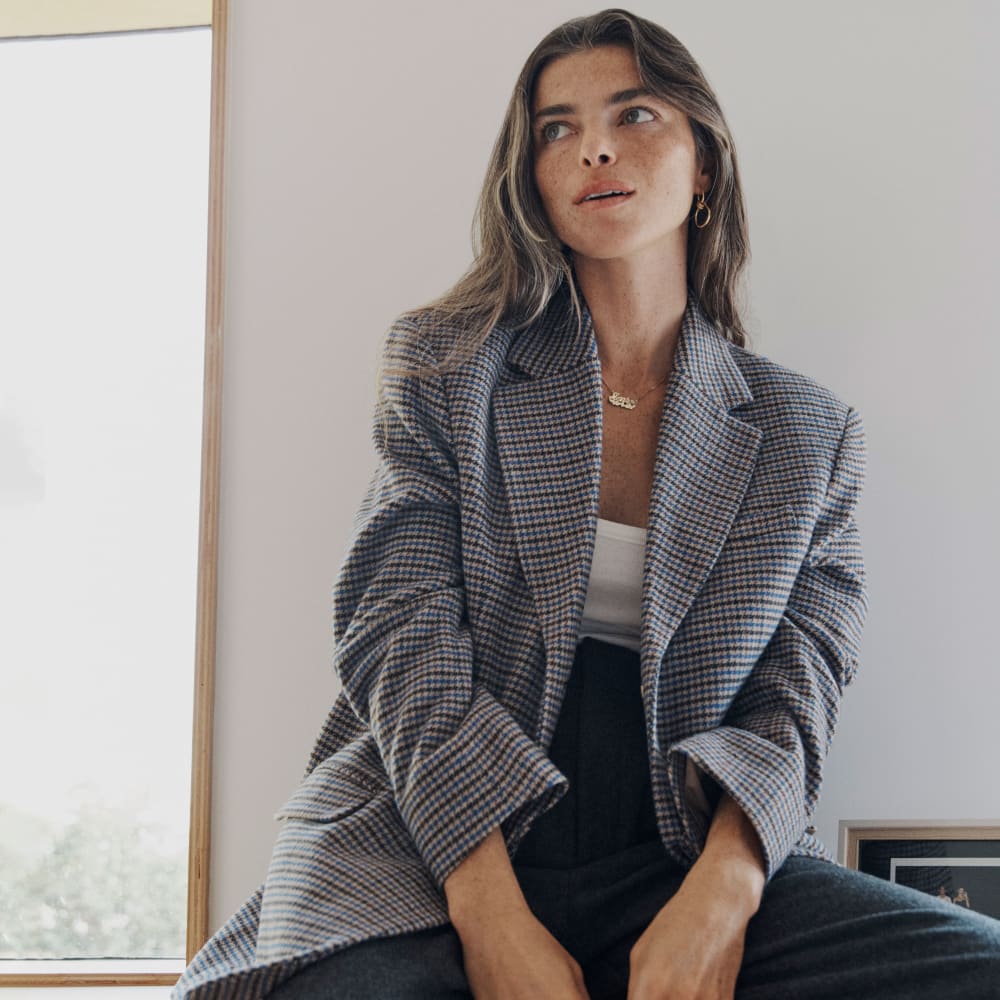 The ReWool® '80s Blazer | Blue / Brown Houndstooth