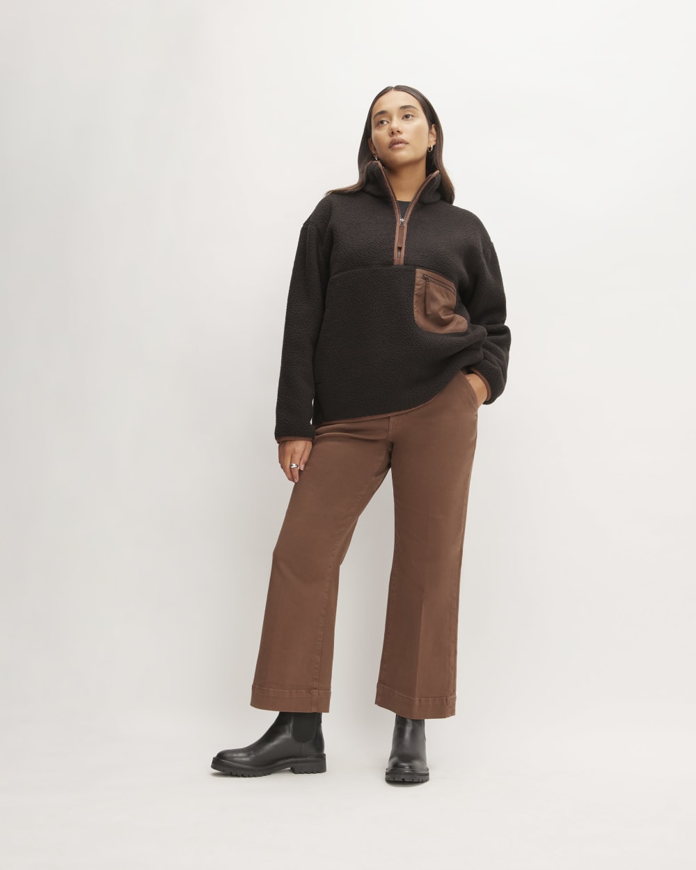 The ReNew Fleece Oversized Half-Zip | Black