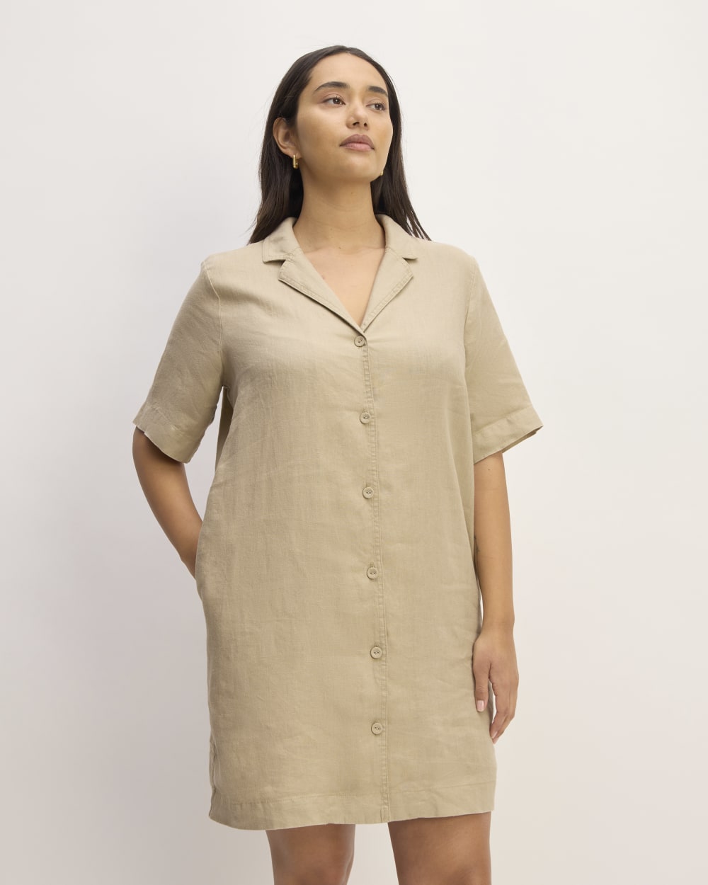The Shirtdress in Linen | Trench Coat Khaki