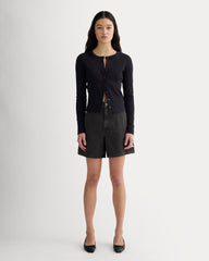 The A-Line Denim Short | Washed Black