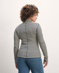 The Luxe Rib Turtleneck | Bone / Black