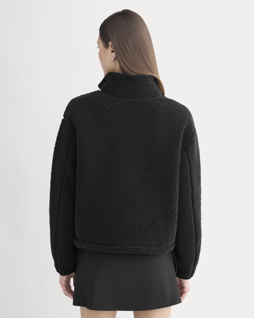 Reversible Teddy Half-Zip Pullover | Black