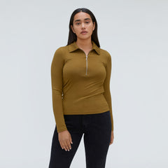 The Super-Soft Zip Polo | Tapenade