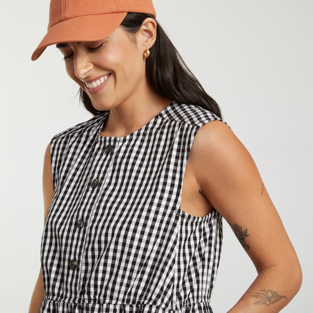 The Tiered Midi Dress | Black Gingham