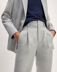 The Draper Pleated Pant in Buttersmooth | Heather Steel | 30" Inseam