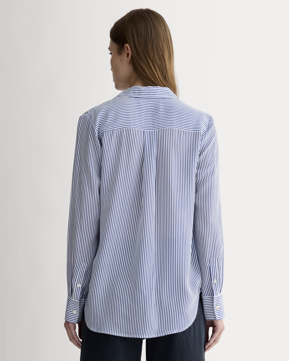 The Must-Have Shirt in Washable Silk | Blue / White