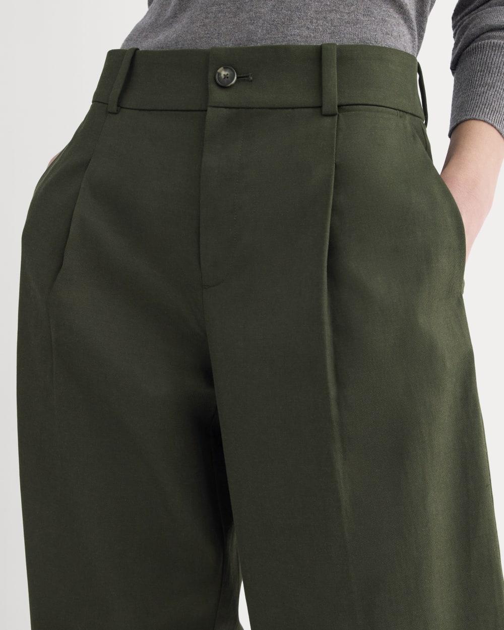 Wide-Leg Trouser in Buttersmooth | Dark Green | 30" Inseam
