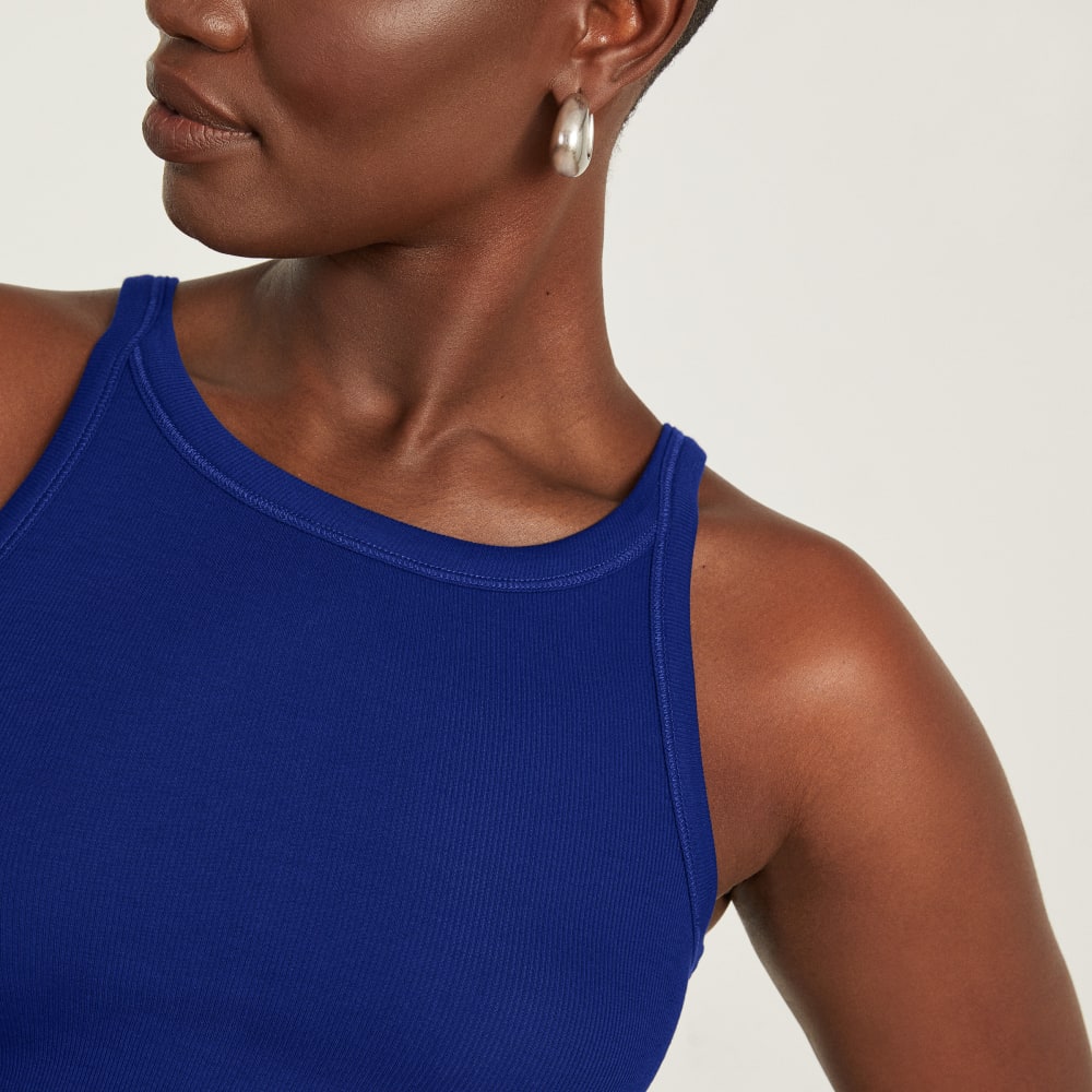 The Pima Micro-Rib Short Tank | Cobalt