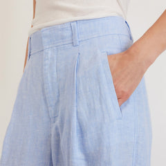 The Linen Way-High® Drape Pant  | Light Blue