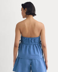 The Seersucker Tube Top | Soft Cobalt