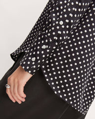 The Hammered Satin Popover Shirt | Black / Bone Polka Dot